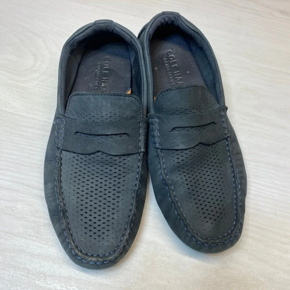 Cole Haan Mens 9.5 Penny Loafer Driver Moc Navy C37215 Casual Comfort Shoes
